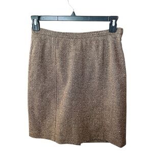 The Limited Stretch wool blend tweed pencil skirt lined pleated back SZ 8 brown